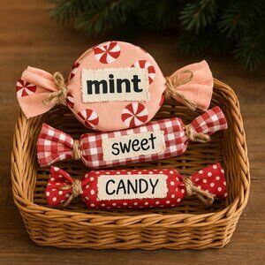 Handmade Christmas Bowl Filler Candy Decor Set Of 3 By Basket Case Designs LLC